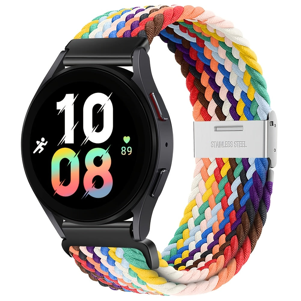Nylon Braided Sport Loop Band for Galaxy Watch 4 5 6 7 and Active 2 3 4 5 22mm Strap for Men Women