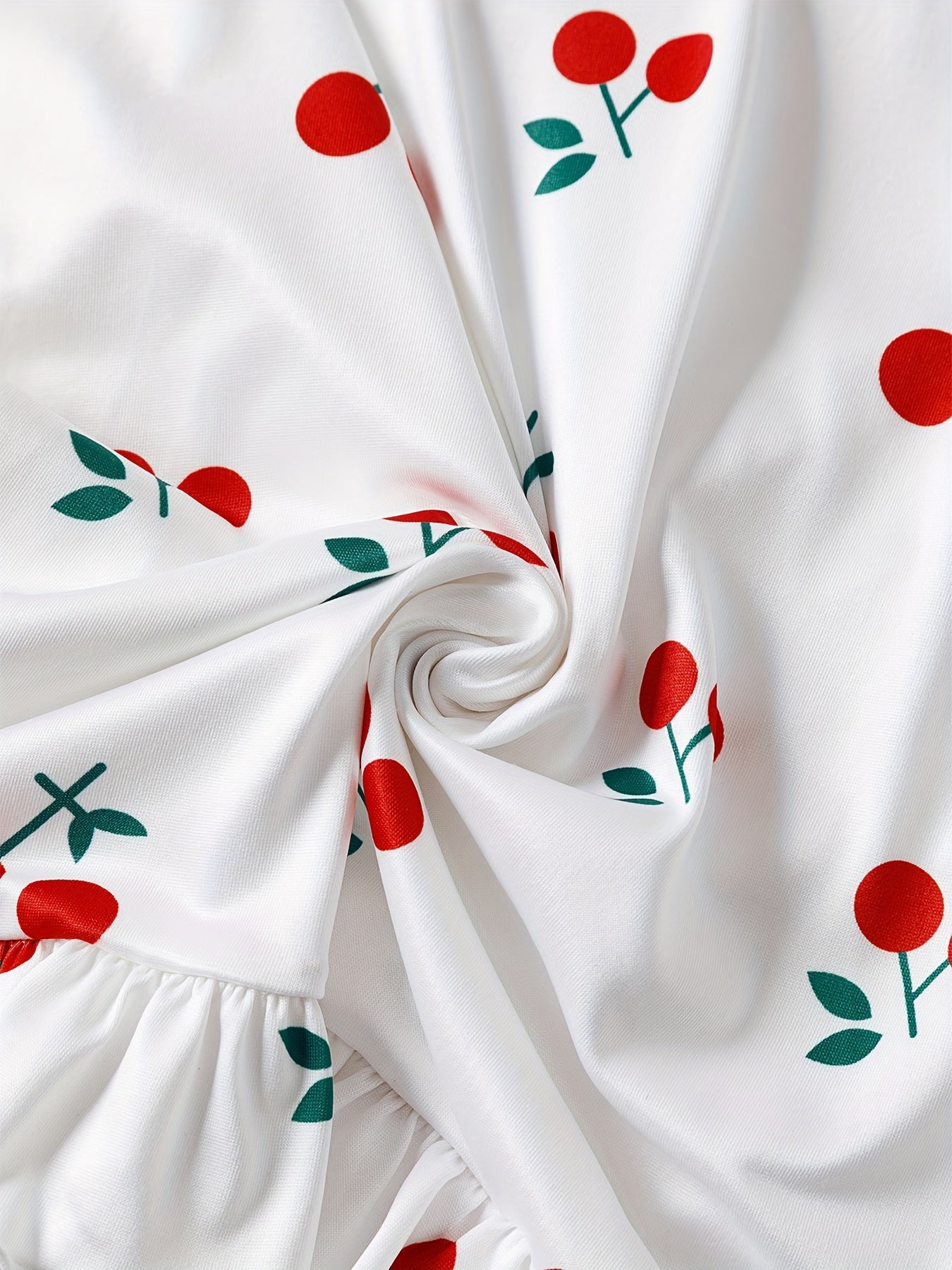 Women's Red Cherry Print Nightdress Set with Thong