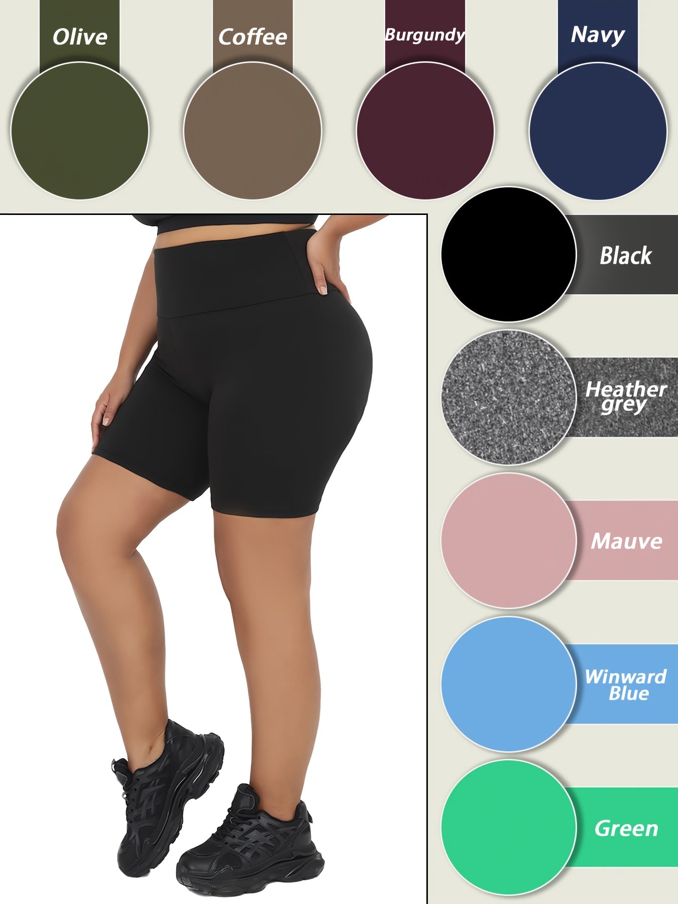 Plus Size Women's High Waisted Biker Shorts Workout Yoga Running Athletic