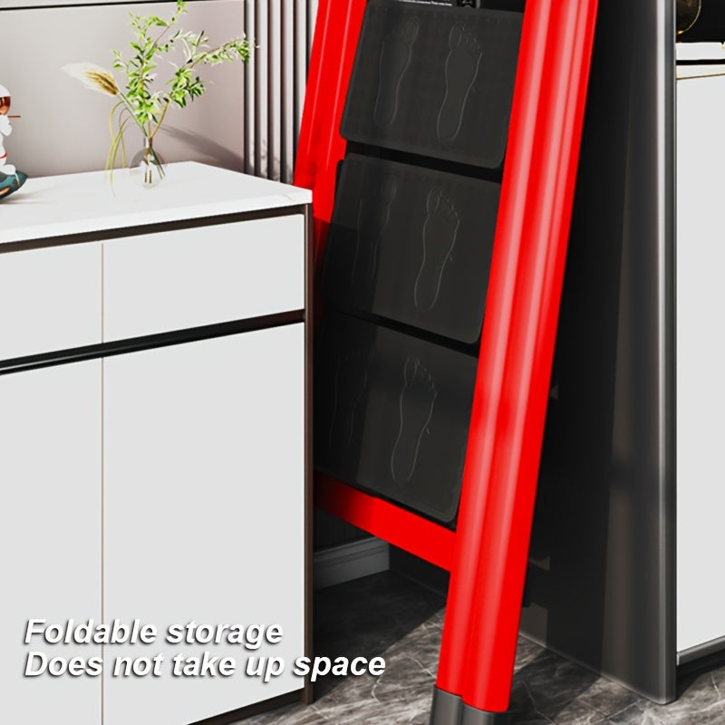 Portable Folding Step Stool Carbon Steel Non-Slip Rubber Handle Home Use