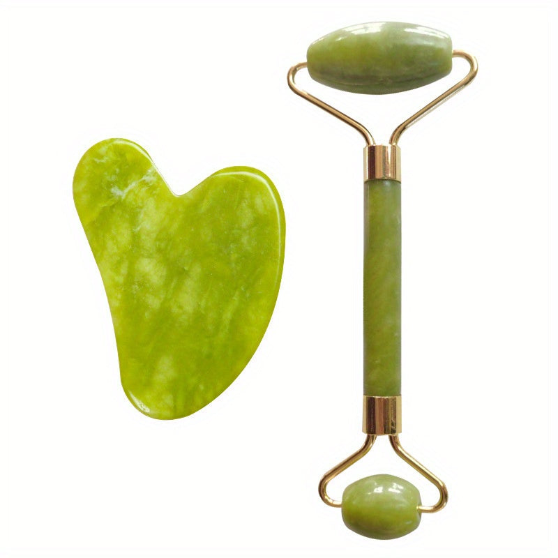 Xiuyan jadeli rolik va qirqish taxtasi to'plami tabiiy yuz massaji va go'zallik uchun.