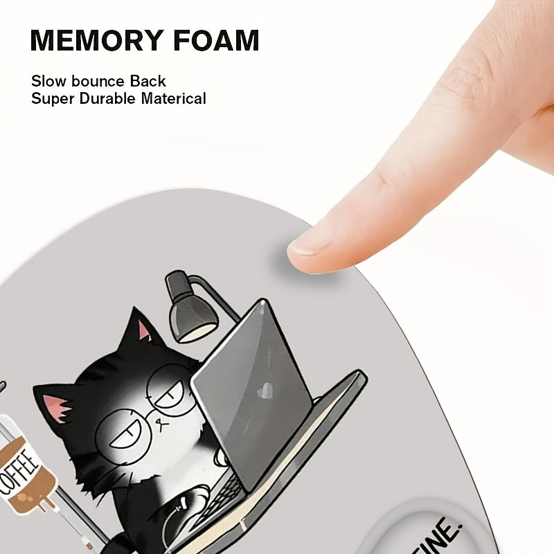 Ergonomic Silicone Wrist Rest Pad with Hand-Drawn Cat Design for Office and Home