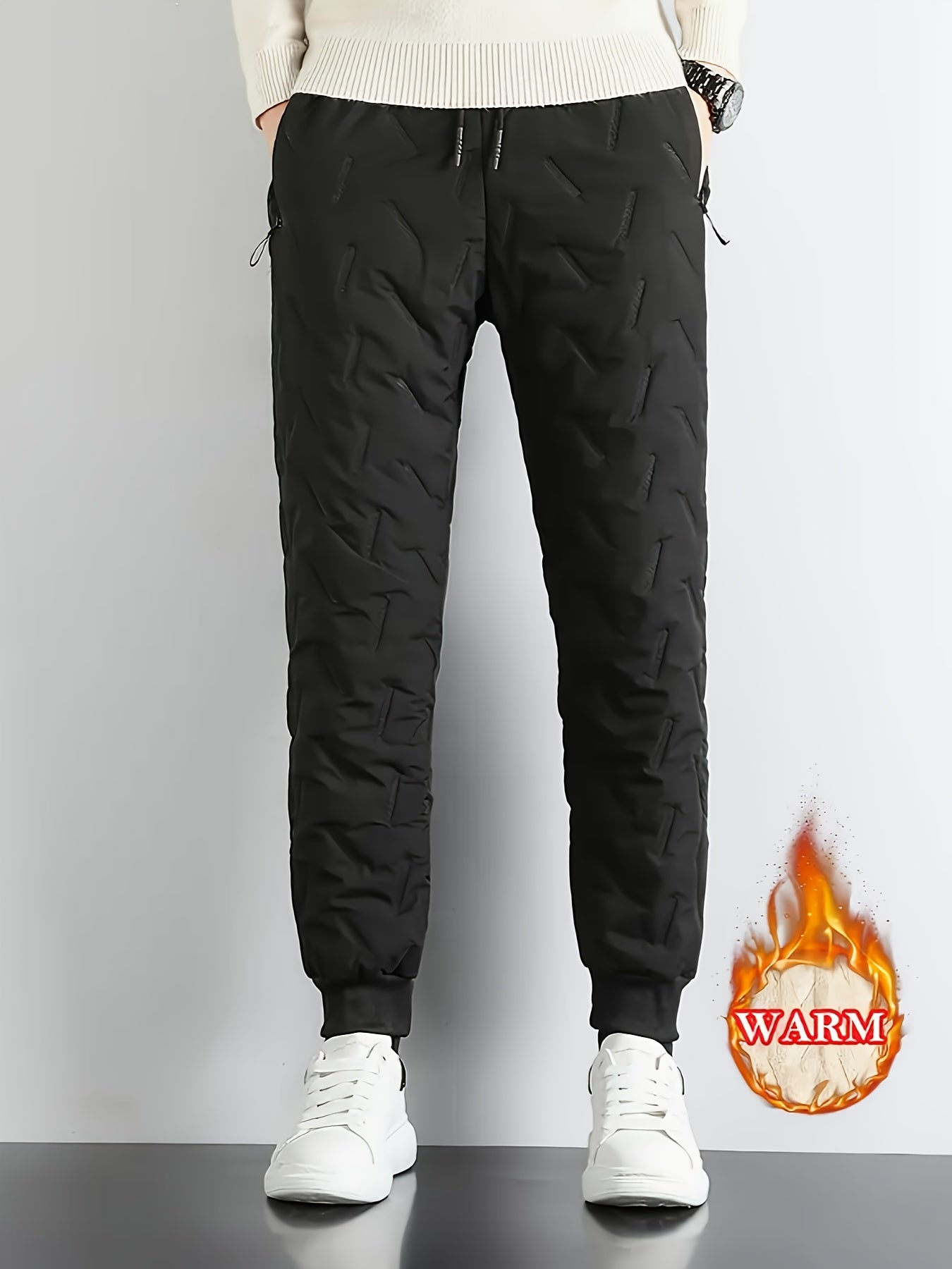 Men's Casual Sportswear Set Polyester Velvet-Lined Stand Collar Zip-Up Jacket Joggers Fall Winter