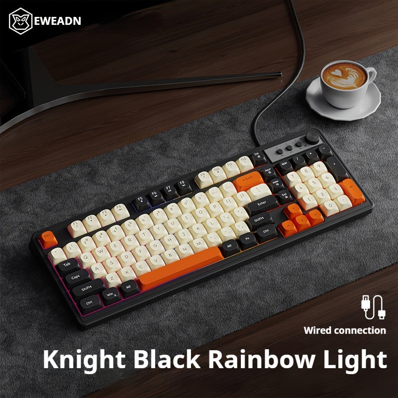 Gaming Keyboard with Rainbow Backlighting and Ergonomic Design for Office and Gaming Use