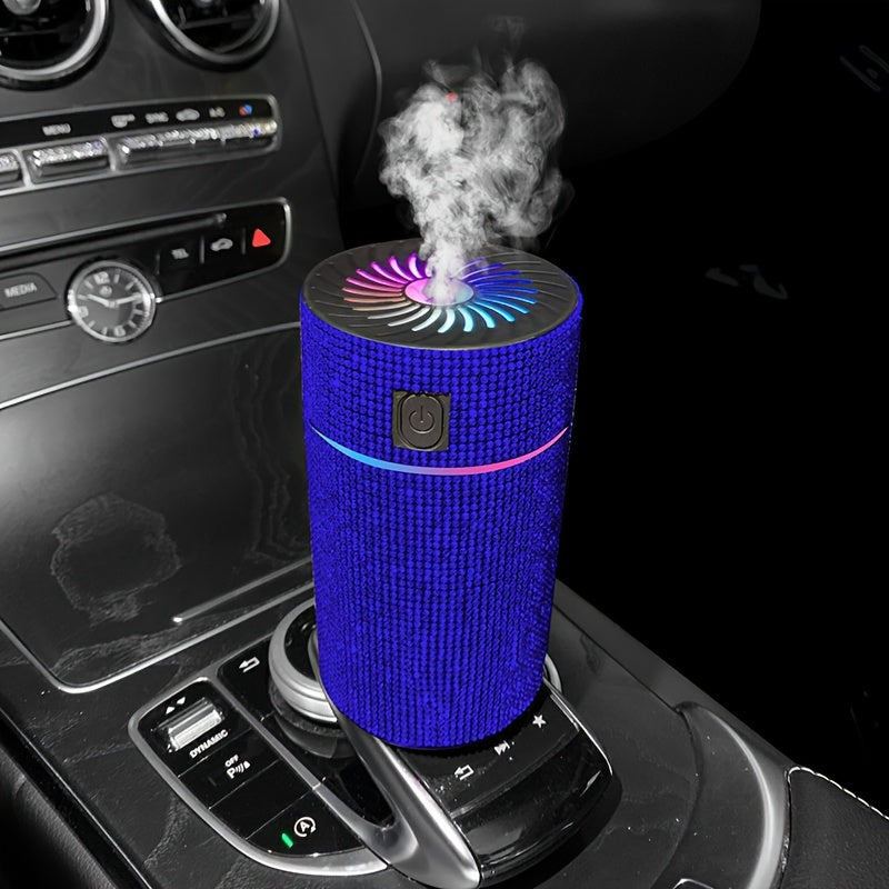 Luxury Rhinestone Car Diffuser Humidifier with LED Lights Aromatherapy Air Freshener