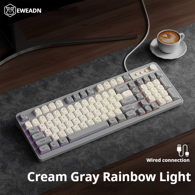 Gaming Keyboard with Rainbow Backlighting and Ergonomic Design for Office and Gaming Use