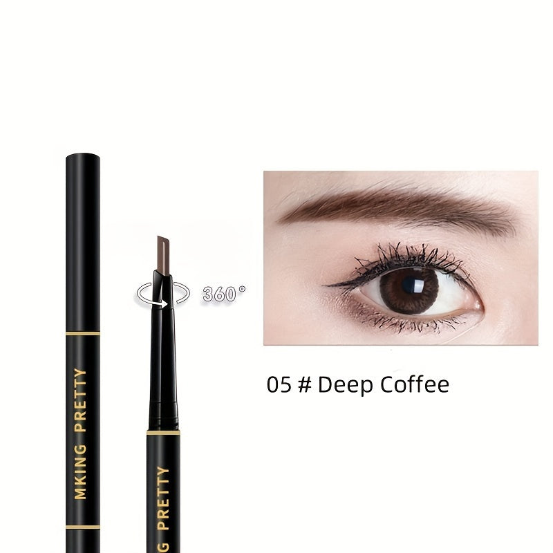 Lápiz de cejas impermeable de doble punta para mujer con cepillo, color 3D de larga duración