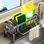 Kitchen Sink Storage Rack with Drainage Basket and Water Cup Holder Household Organizer for Kitchen Tools