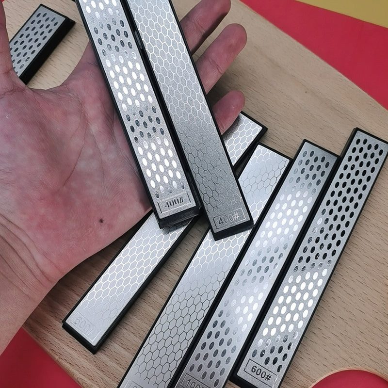 4-Piece Diamond Knife Sharpener Set with Manual Rods Non-Slip Base