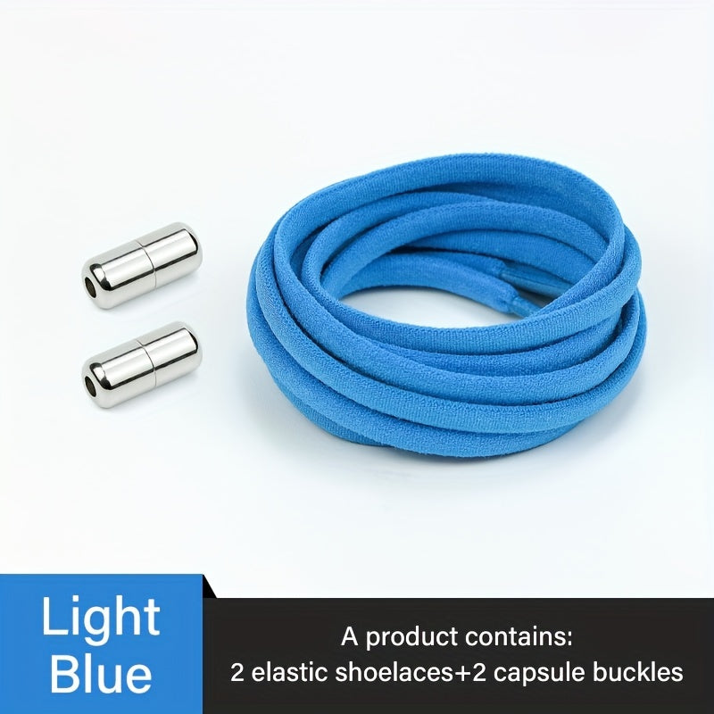 Unisex Elastic No-Tie Shoe Laces with Metal Buckle Quick Fasten Solid Color