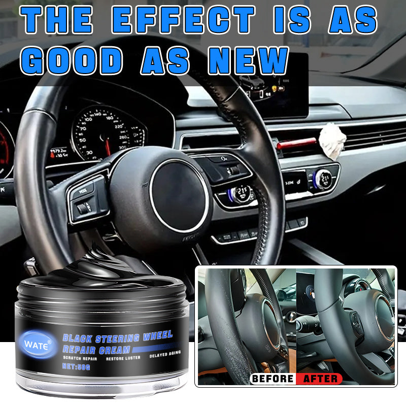 Black Steering Wheel Repair Cream for Faded White Plastic and Interior Parts 300g