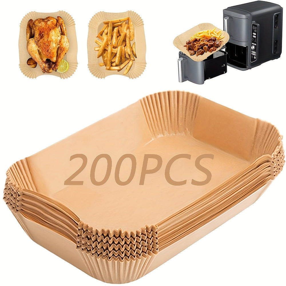 Liners desechables para freidora de doble zona, 100 piezas, papel para hornear de tamaño rectangular, resistente al aceite