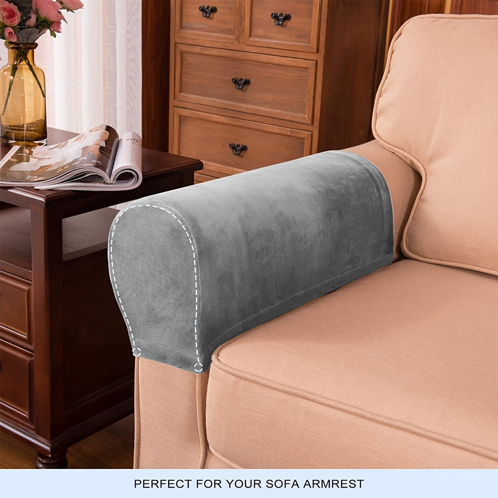 Пара бархатных чехлов для подлокотников из серебристого лиса