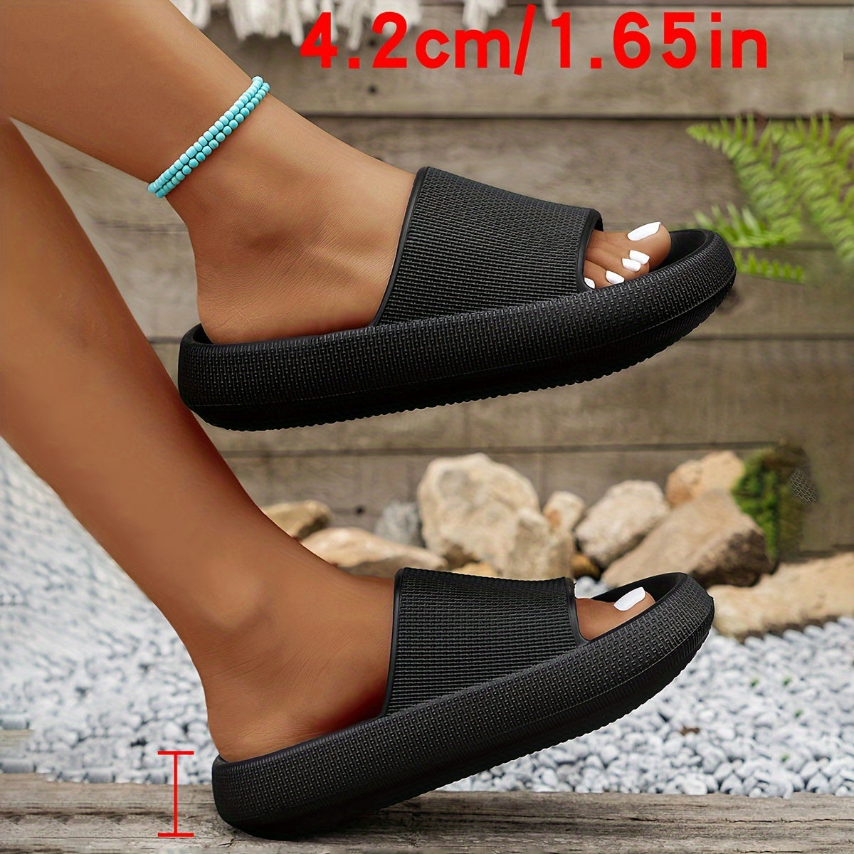 Women’s EVA Slide Sandals Open Toe Beige Indoor Outdoor Shoes