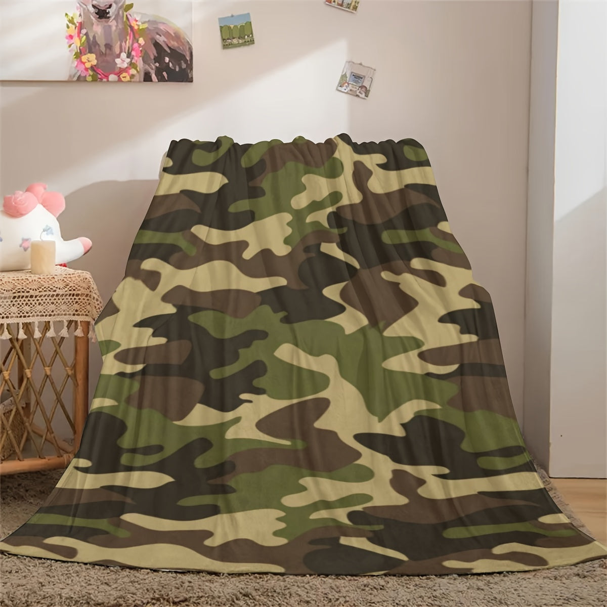 Lightweight Camouflage Blanket Flannel for Teen Boys Men Living Room Outdoor Camping