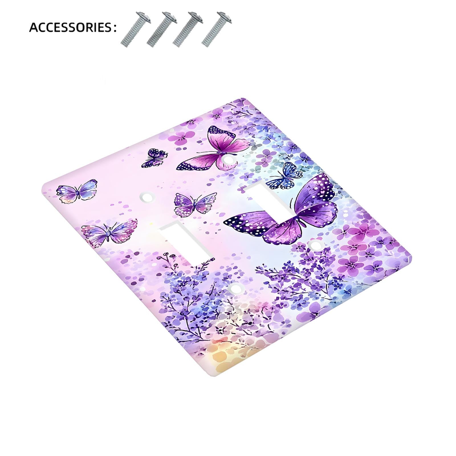 Purple Butterfly Light Switch Cover Plate for Bedroom Bathroom Kitchen 1 or 2 Gang