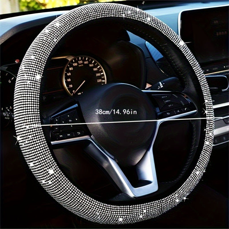 Bling Car Steering Wheel Cover Stretch Spandex Ko'pchilik transport vositalariga mos keladi, ichki halqa yo'q
