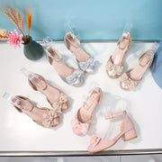 Bolalar uchun Butterfly Hollow Heel Shoes nafas oladigan PU bir hil rangli rezina taglik bilan