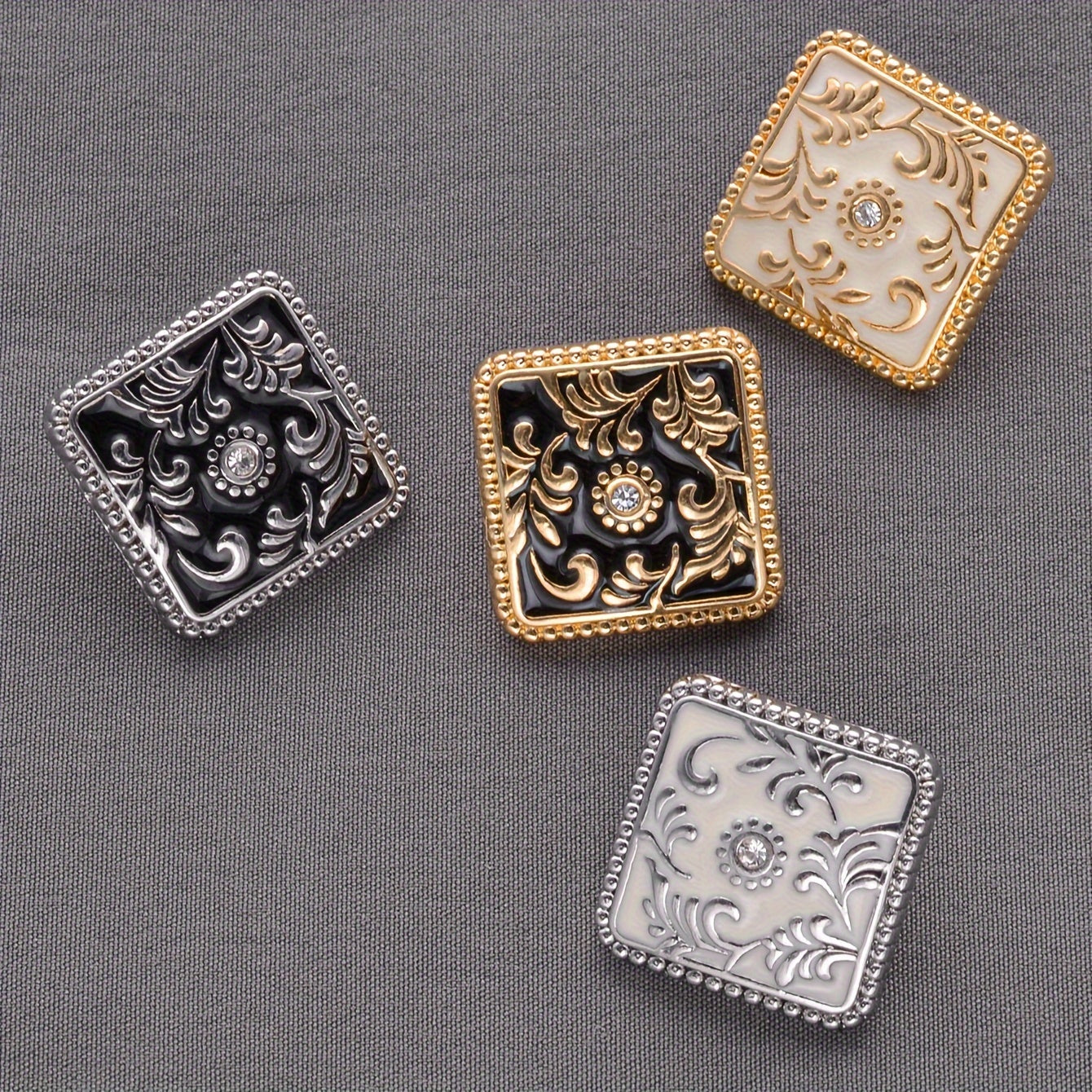 7-Donali Rhinestone kvadratli alloy tugmasi to'plami tikuvchilik hunari va moda aksessuarlari uchun