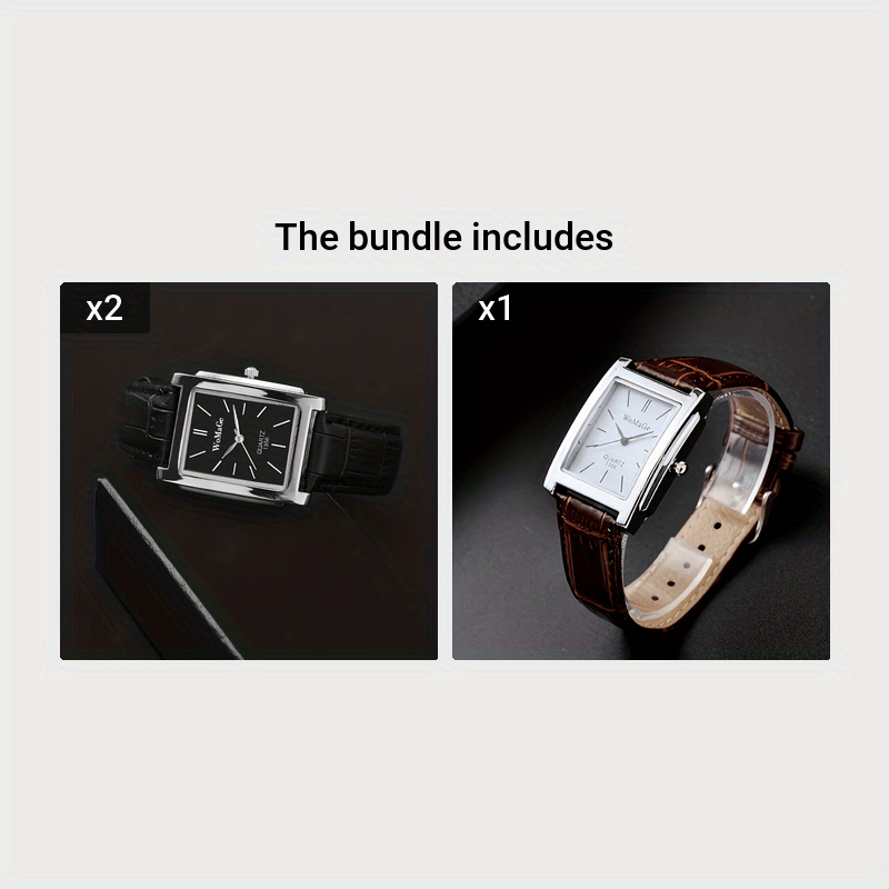 Men's Square Strap Watch Fashion Leather Casual Wristwatch