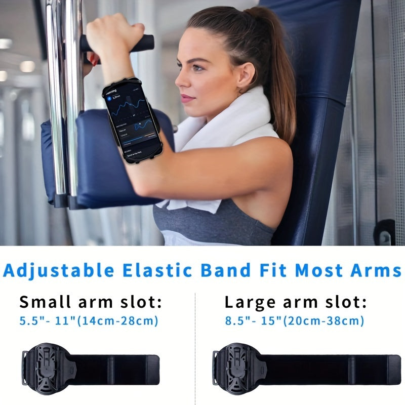Wrist Phone Holder with Detachable Design 360° Rotation for 4.7-6.5 Inch Smartphones and Keychain Arm Band