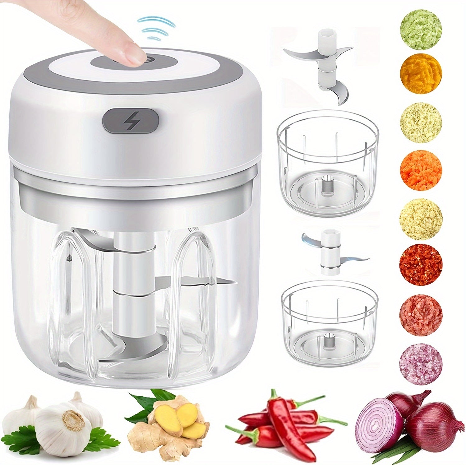 Mini Electric Garlic Chopper Portable Food Processor 250ml Rechargeable