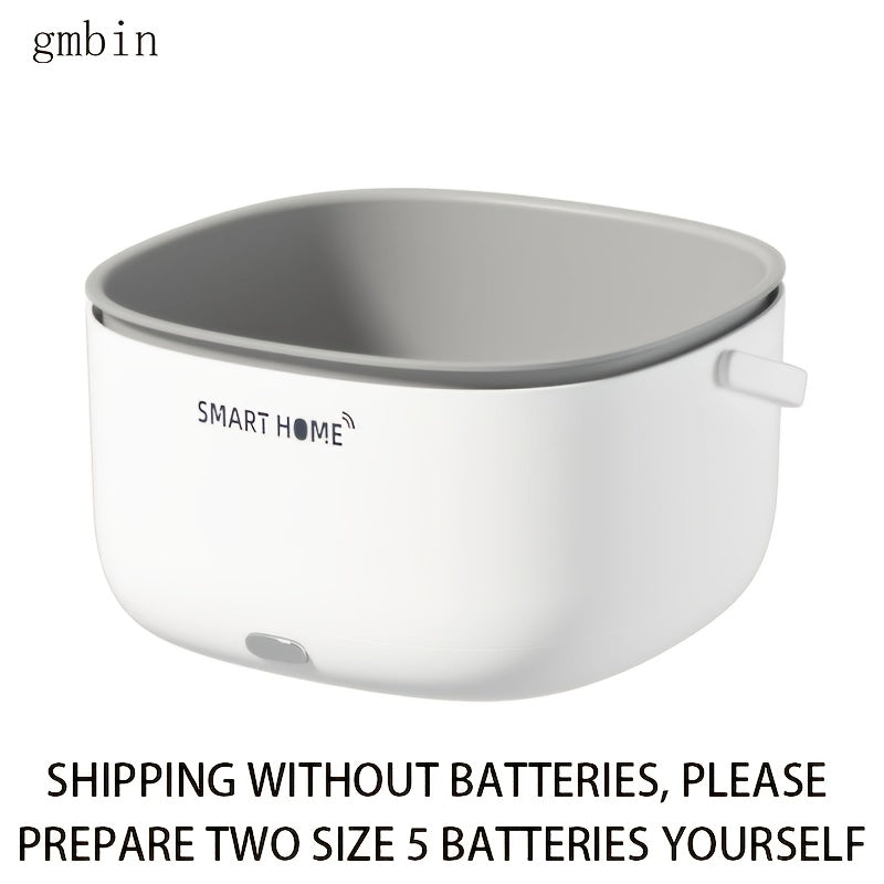 GBMbin SmartHome Корзина для очистки фруктов и овощей - работает на батарейках, технология Soundwave, белая, прозрачная крышка.