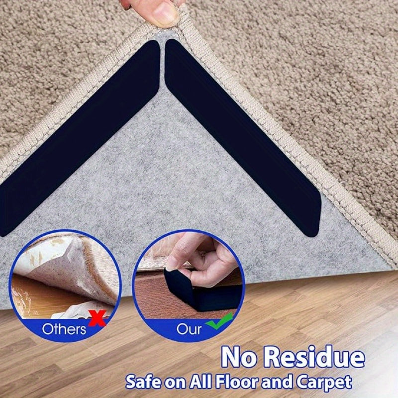 12 Pack Reusable Non-Slip Rug Gripper Pads for Hardwood Floors