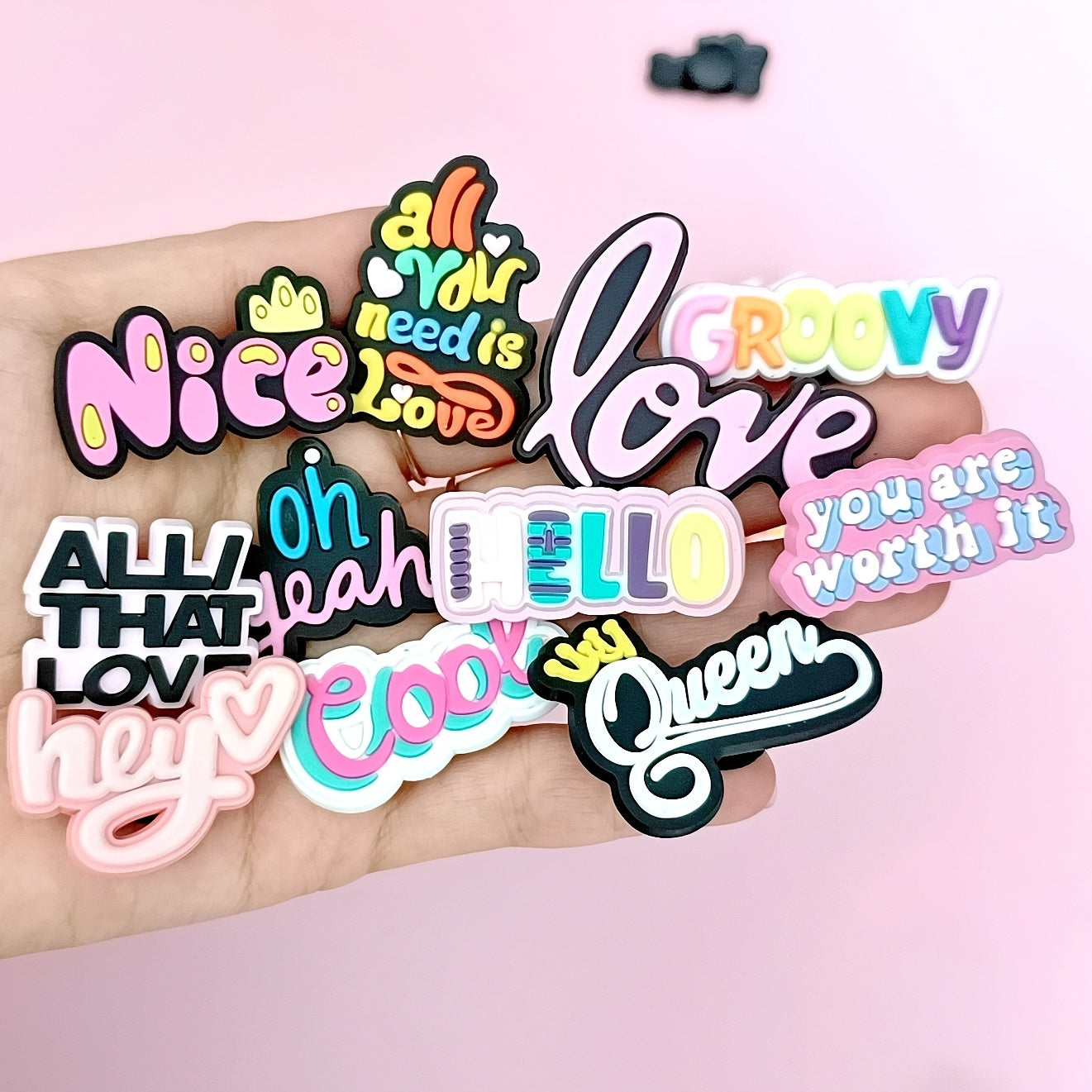 18pcs PVC Shoe Charms Set Assorted Phrases for Sneakers and Bags