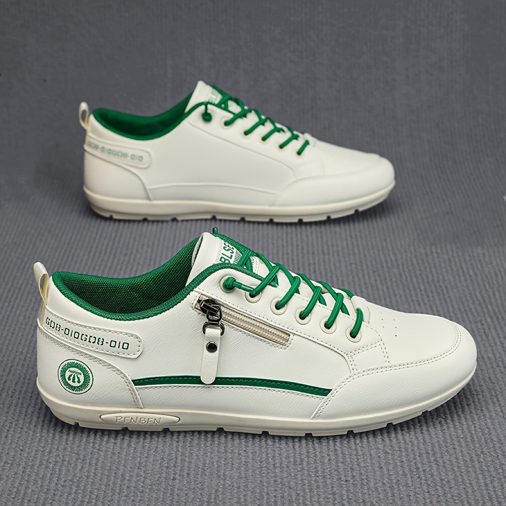 Women's Low-Top Sneakers White Black Lace-Up Casual Athletic Shoes
