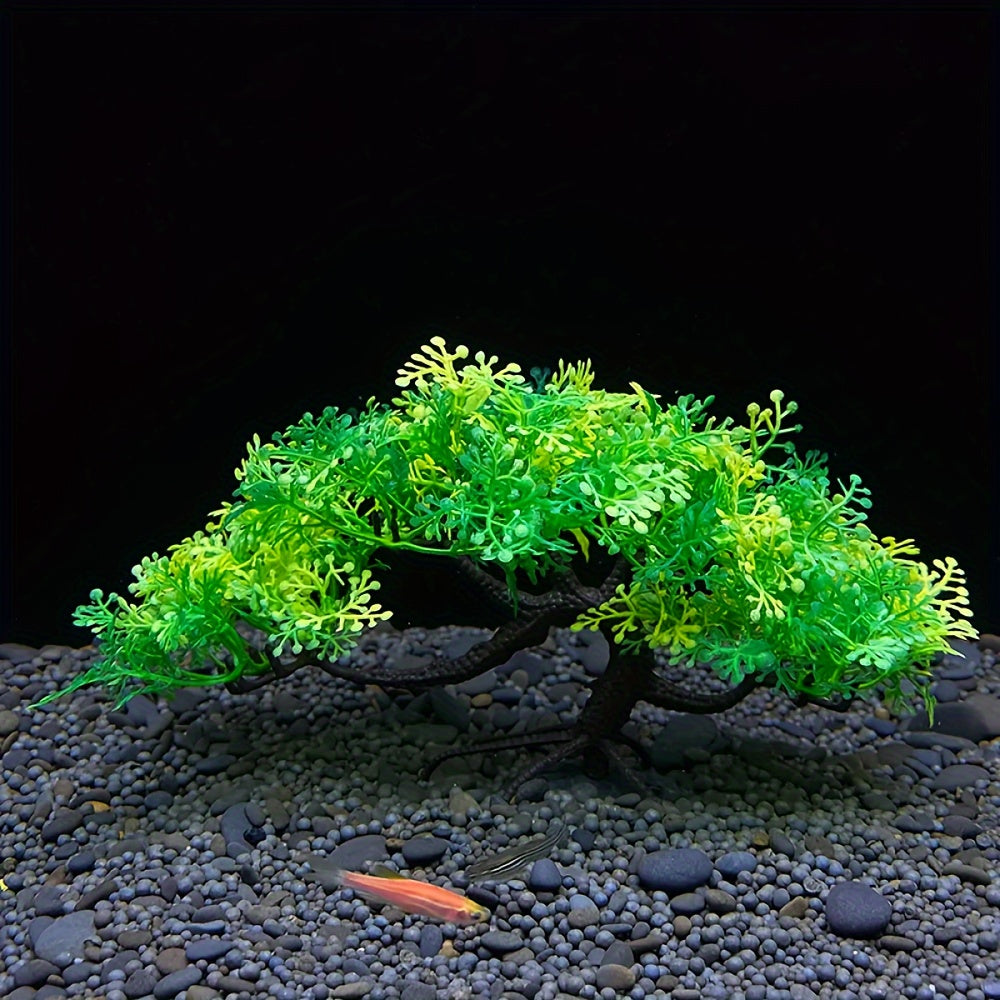 Artificial Aquarium Decoration Lifelike Banyan Tree with Green Leaves 12.7cm