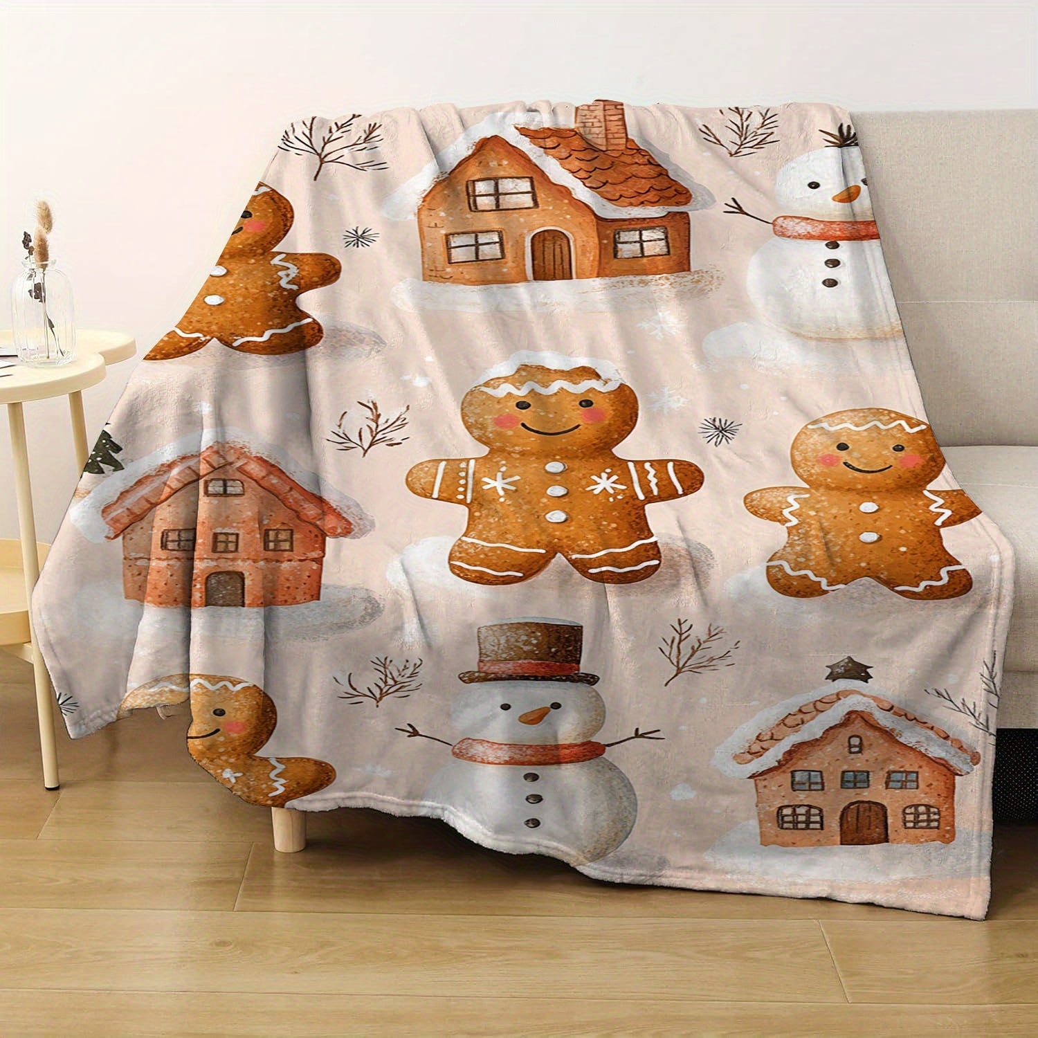 Contemporary Digital Print Flannel Fleece Blanket for All Seasons Soft Polyester Hypoallergenic