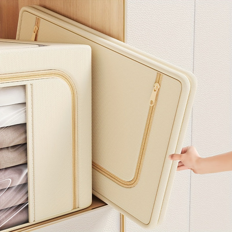 Storage Bins with Metal Frame and Clear Window for Winter and Spring Large Capacity Foldable Stackable Organizer