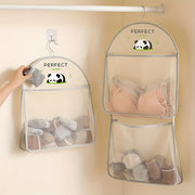 Panda Themed Nylon Hanging Storage Organizer for Underwear Socks with Multiple Compartments