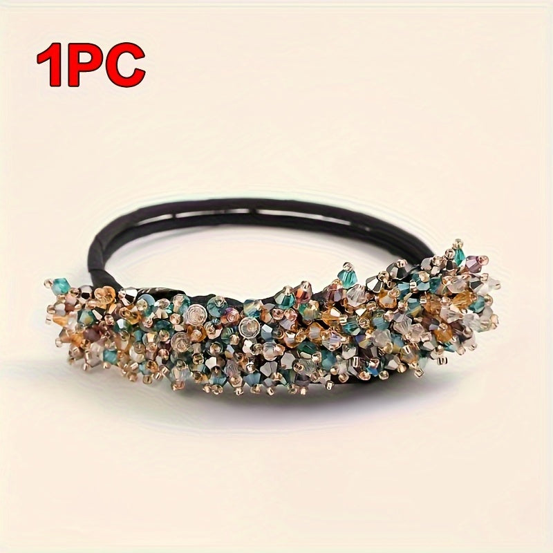 Elastic Crystal Hair Tie for Women Sparkling Rhinestone Decorative Hair Loop Stylish Hair Accessory