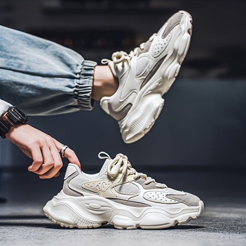 Zapatillas deportivas de malla transpirable para hombre, casuales, de media altura, con cordones y suela antideslizante