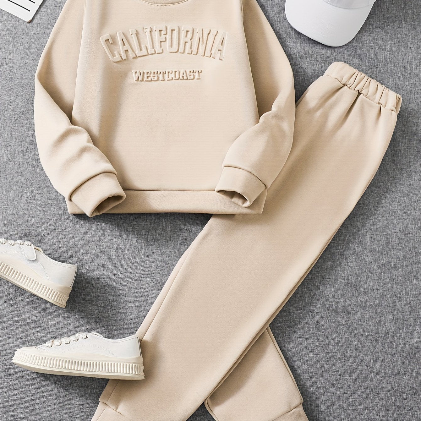 Yoz va kuzda tashqi kiyim uchun qizlar uchun CALIFORNIA WESTCOAST print dizaynidagi ikki dona kiyim, sovg'a sifatida ajoyib.