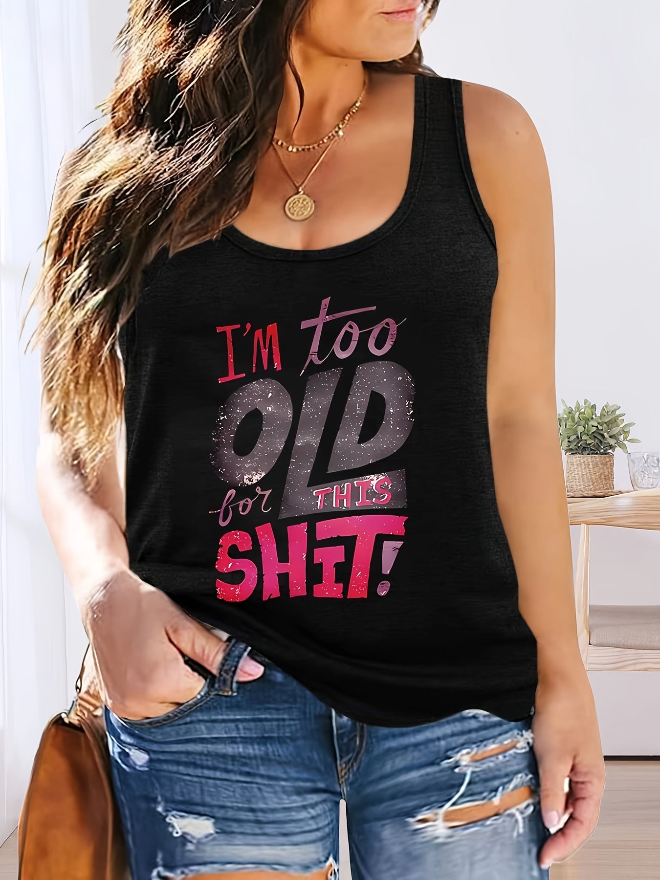 Топ без рукавов для женщин больших размеров, повседневный, черный, красный, белый с надписями