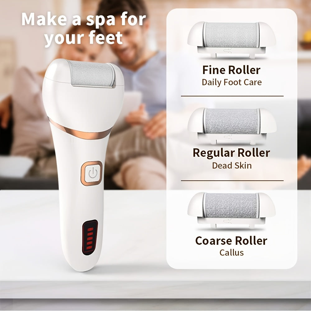 Rechargeable Electric Foot Grinder with LCD Display and 3 Replaceable Heads for Pedicure and Foot Care