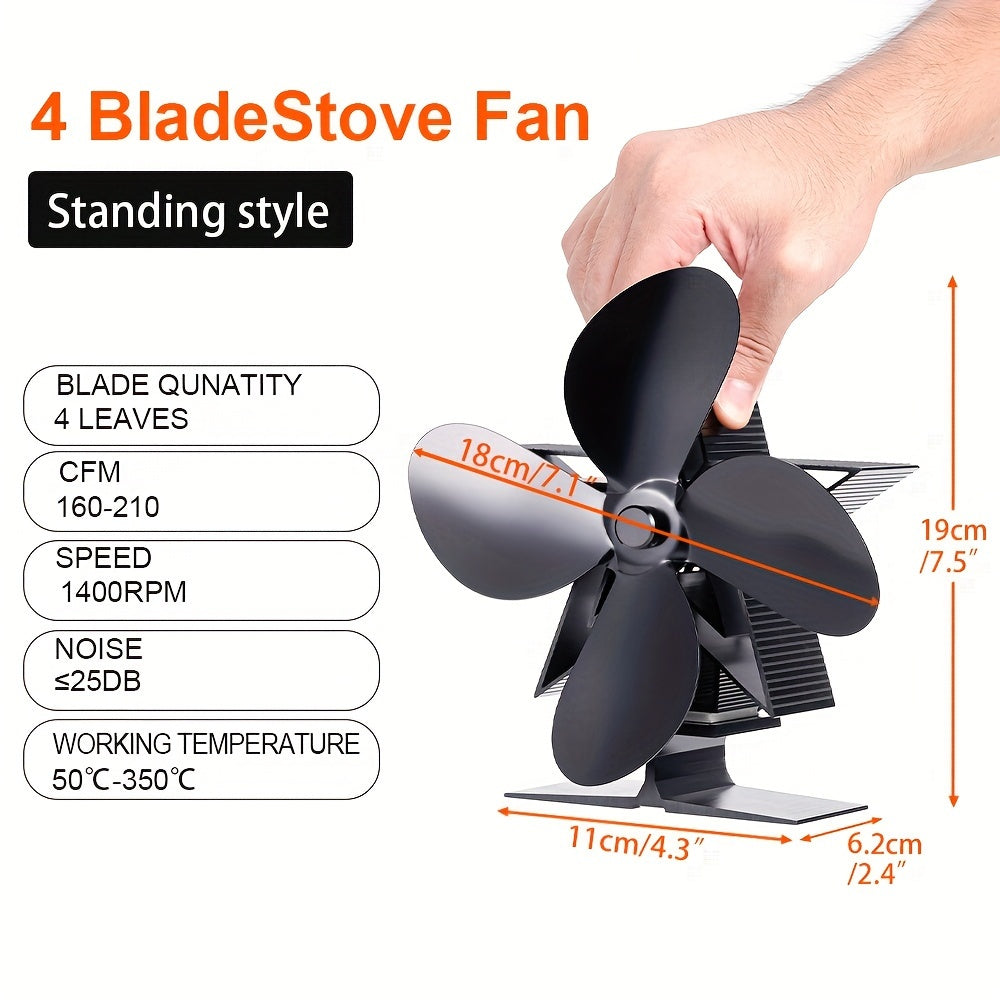 4/5 Blades Fireplace Fan Wall Mount Thermal Power Quiet Energy Saving