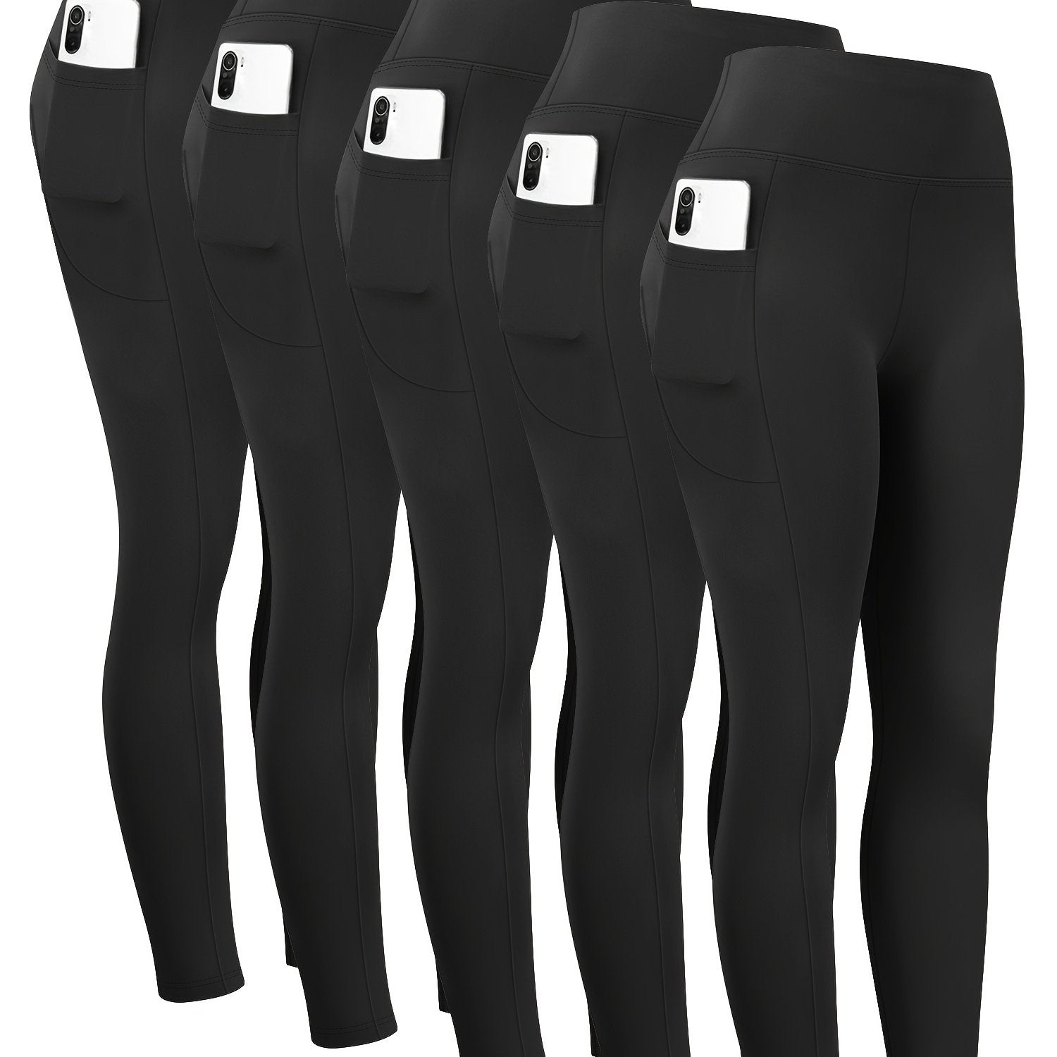 Women's Plus Size High Waist Yoga Pants With Pockets Cropped Leggings