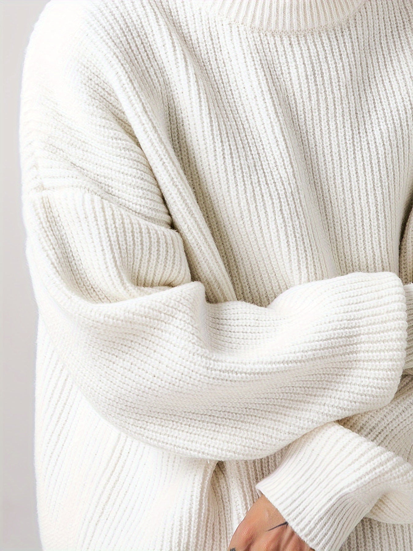 Men's Casual Ribbed Knit Sweater Crew Neck Loose Fit Fall Winter Polyester