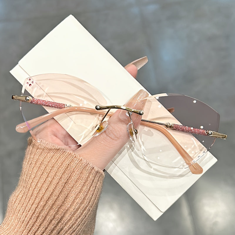 Розовые градиентные очки для чтения с кошачьим глазом и без оправы для женщин +1.0 до +4.0