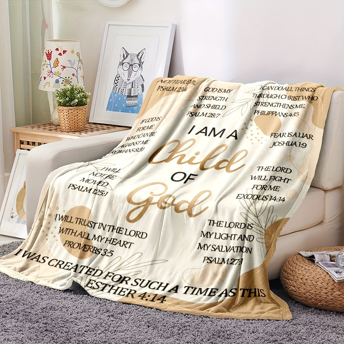 Christian Women Fleece Blanket with Bible Verse Cozy Double-Sided Gift