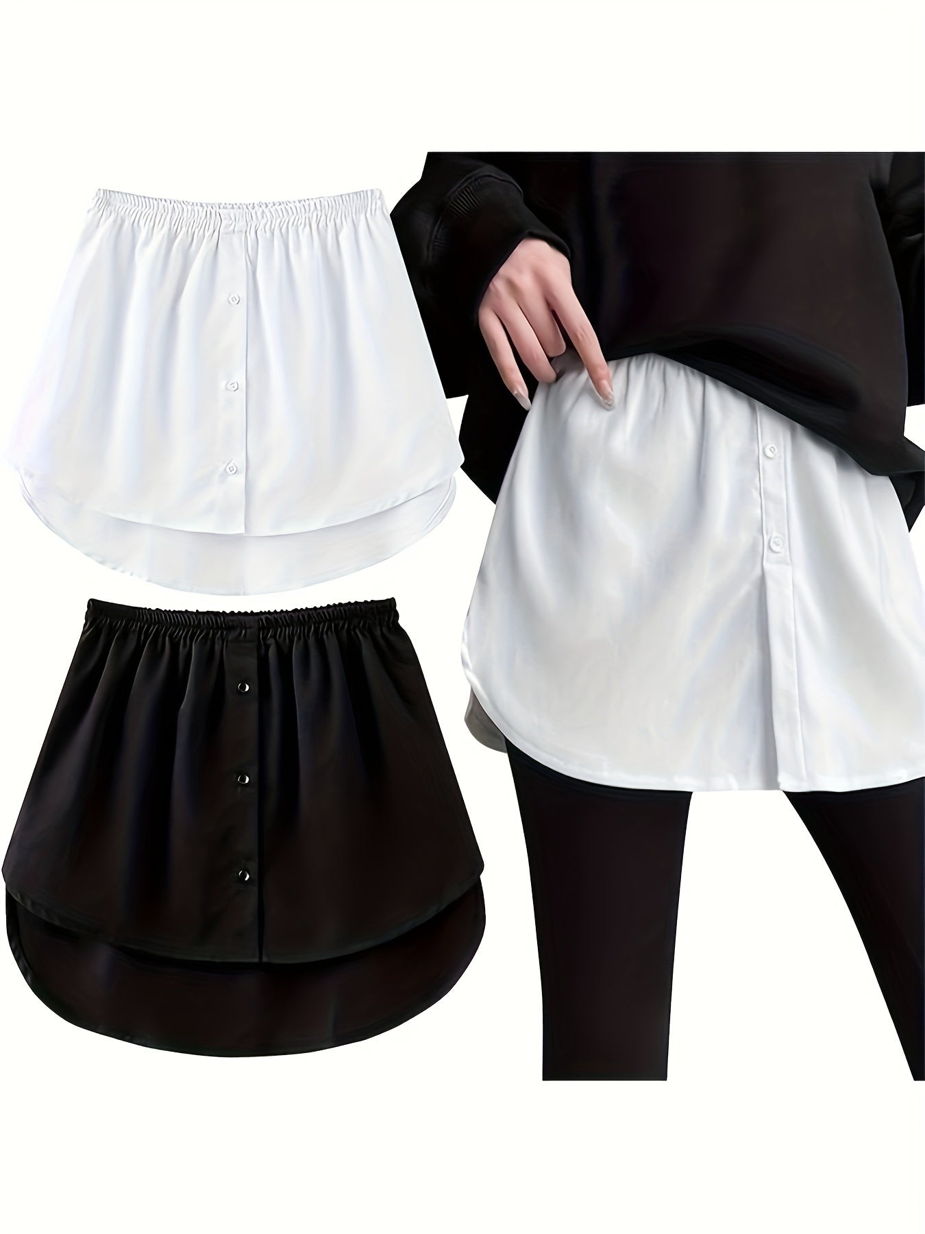 Falda acampanada de talla grande para mujer, poliéster, color sólido, longitud corta, detalle de botones