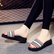 Women's Striped Fabric Sports Sandals with Open Toe Non-Slip EVA Sole