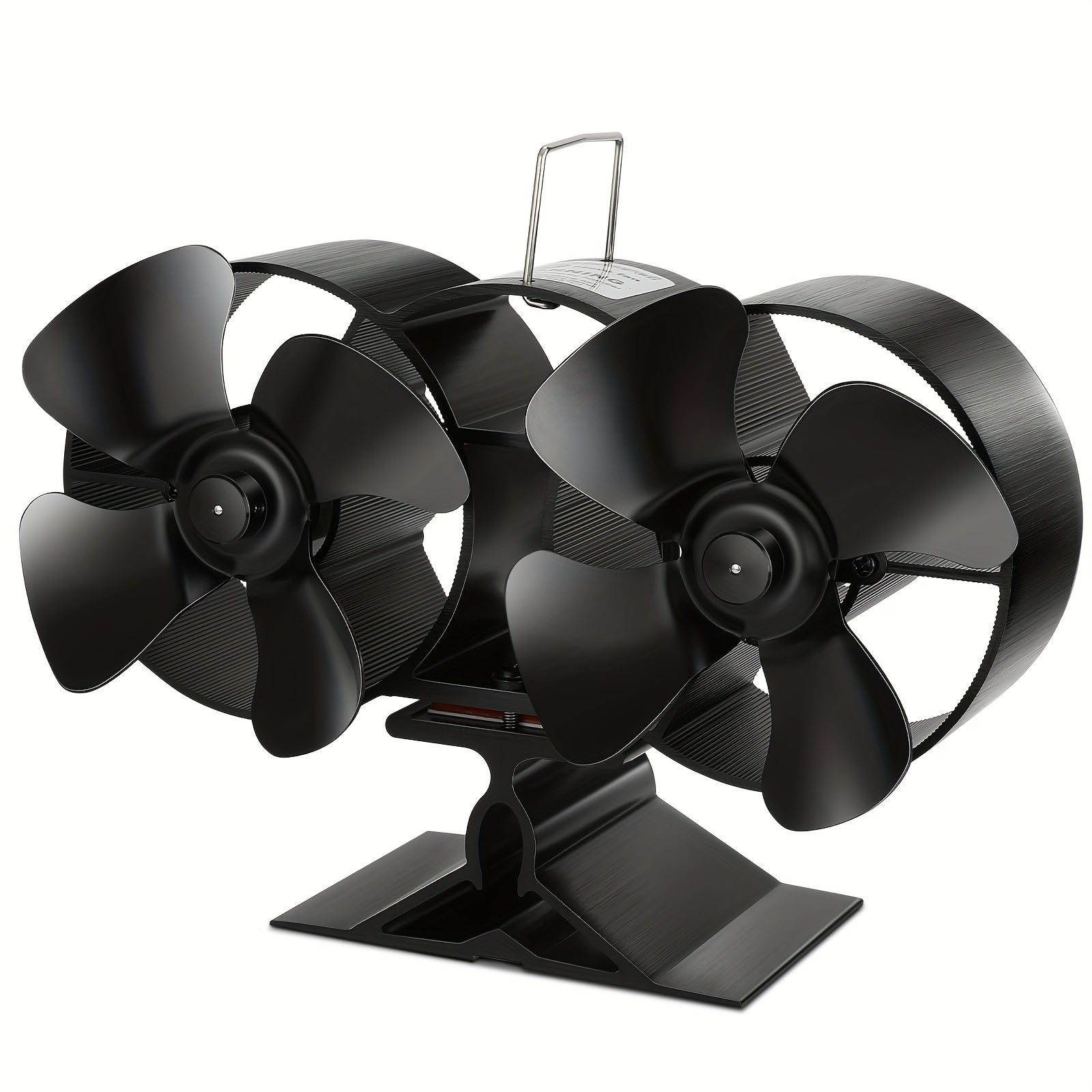 Wood Stove Fan with Dual Motors, Heat Powered Fireplace Fan, Magnetic Thermometer