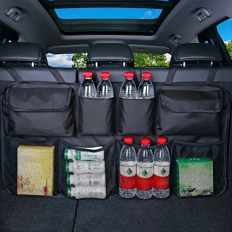 Car Trunk Organizer with 8 Pockets Durable Polyester for SUVs Trucks