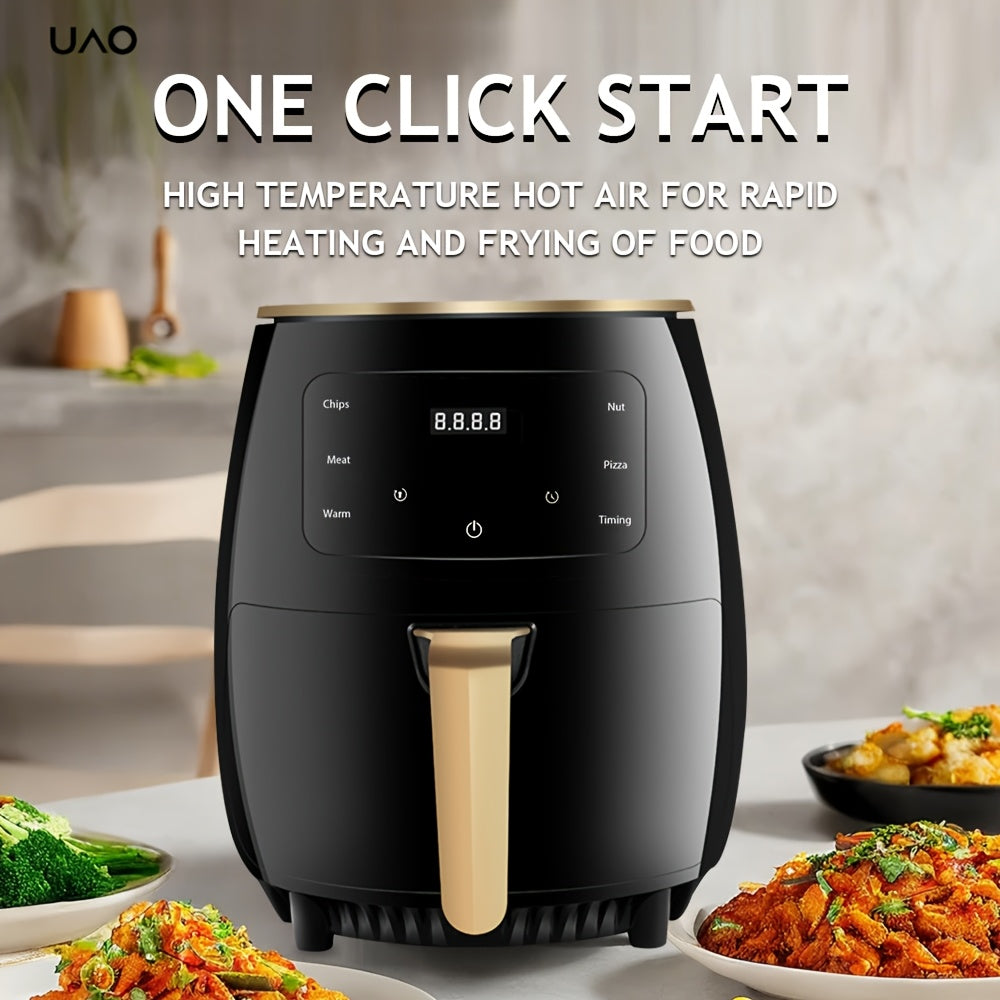 Freidora de aire de gran capacidad con funciones multifuncionales, cocina sin aceite, bajo contenido de grasa, base antideslizante segura, 1400W