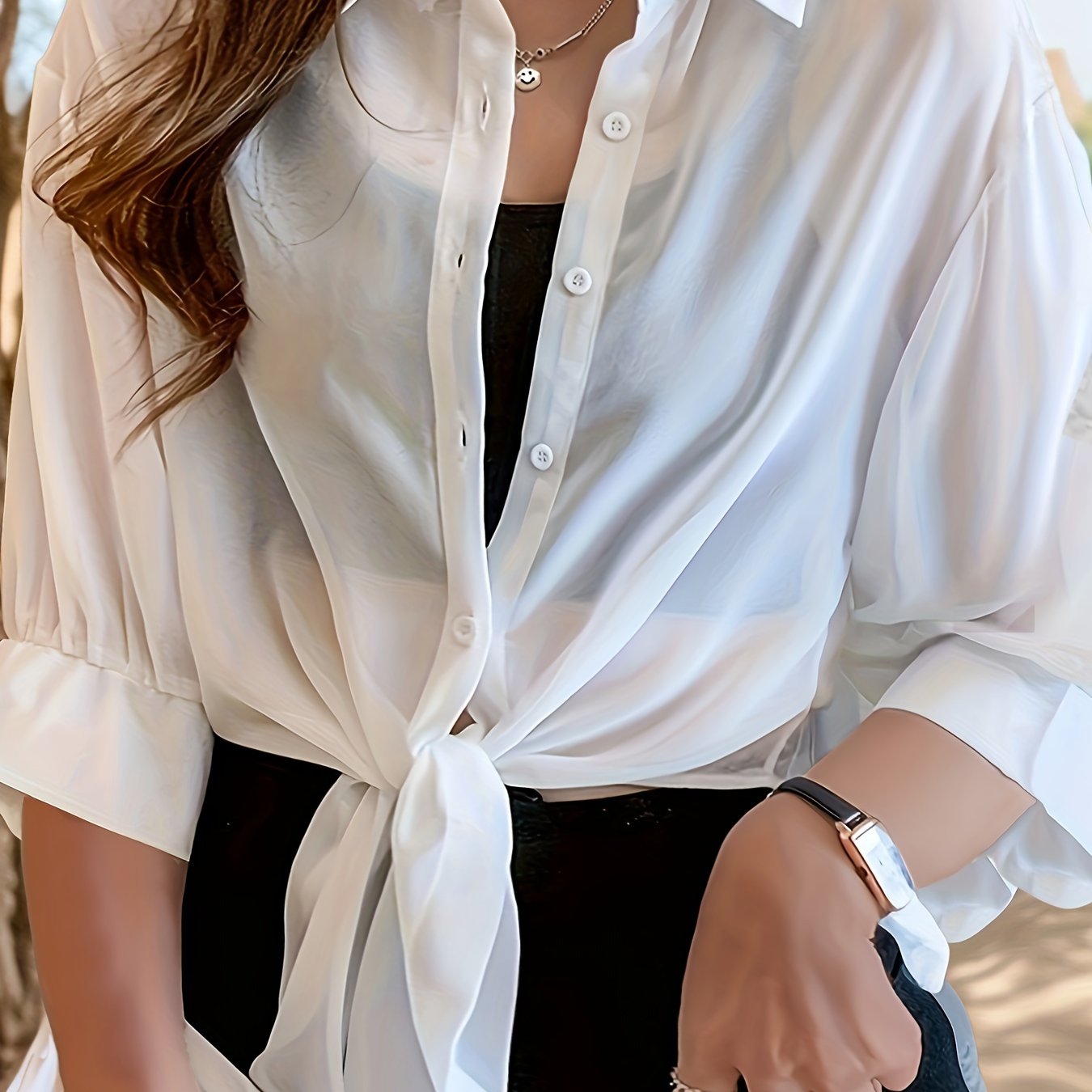 Plus Size White Sheer Chiffon Cardigan for Women Beach Cover-Up Long Sleeve Lightweight Layering